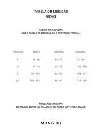 Tabela de medidas
