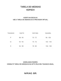 Tabela de medidas