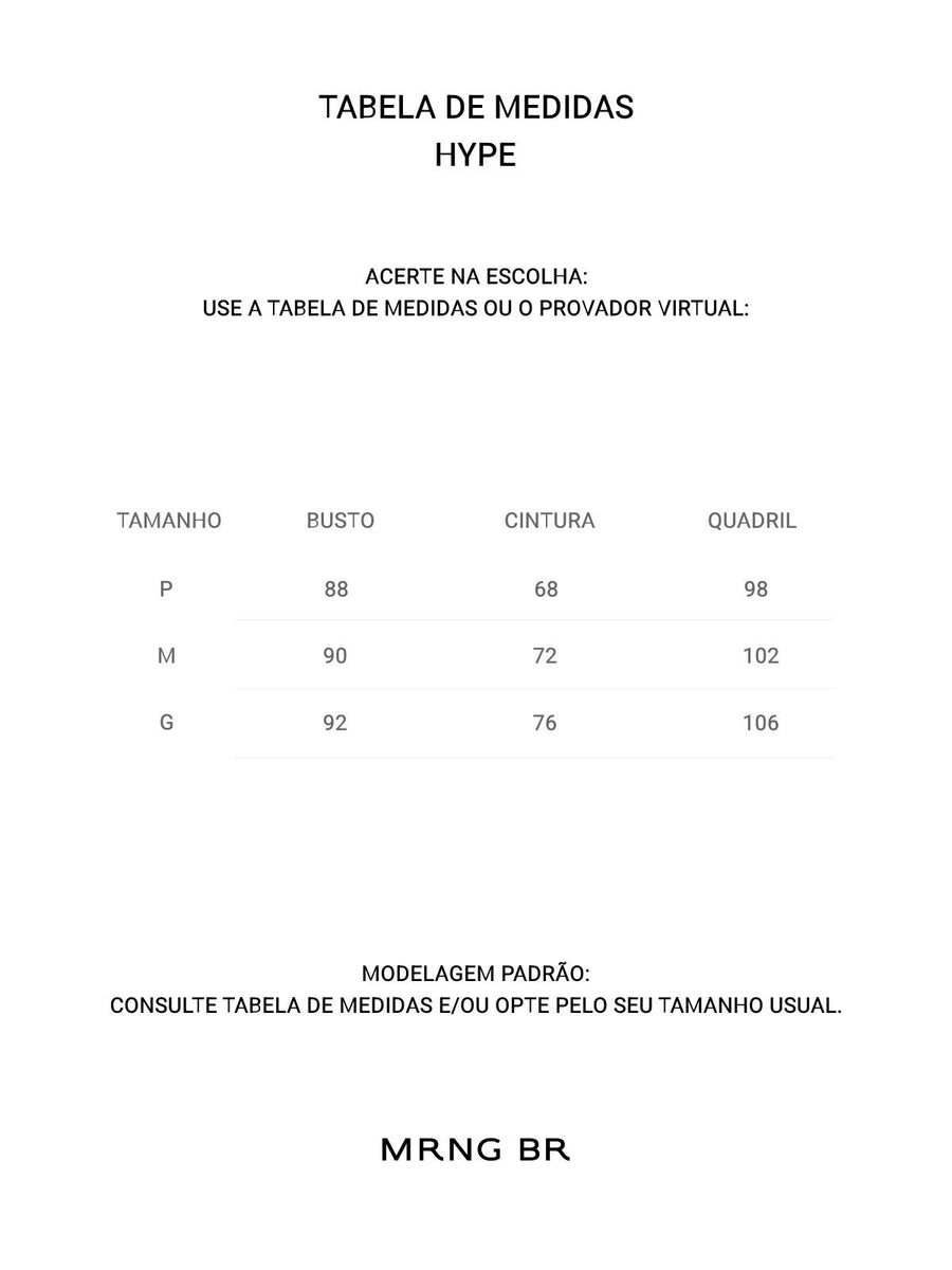 Tabela de medidas