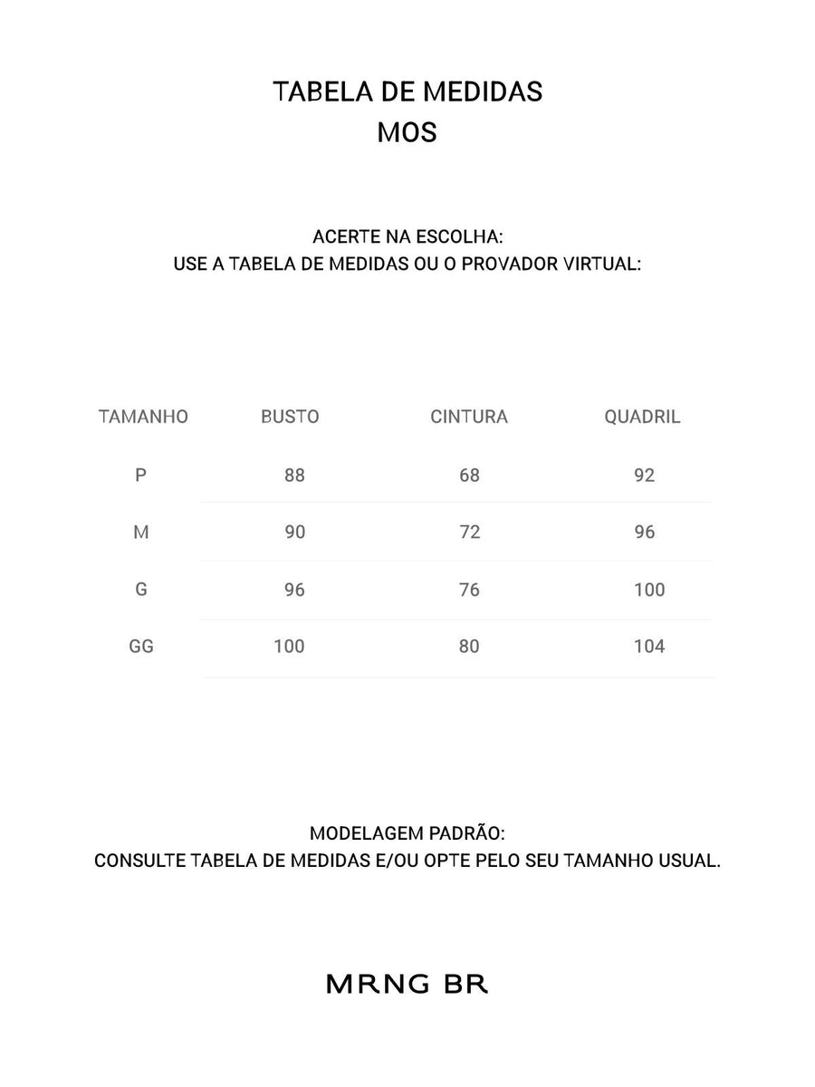 Tabela de medidas