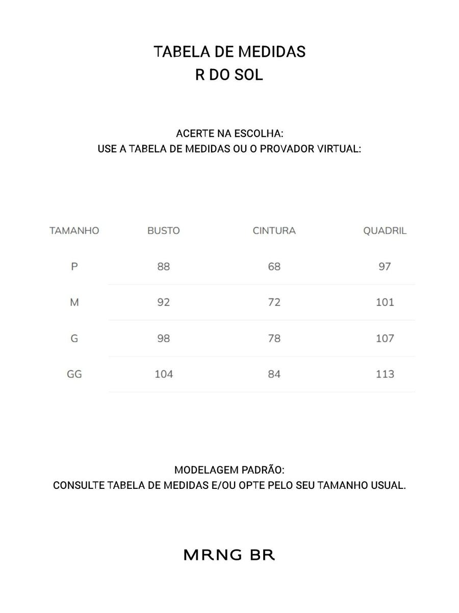 Tabela de medidas