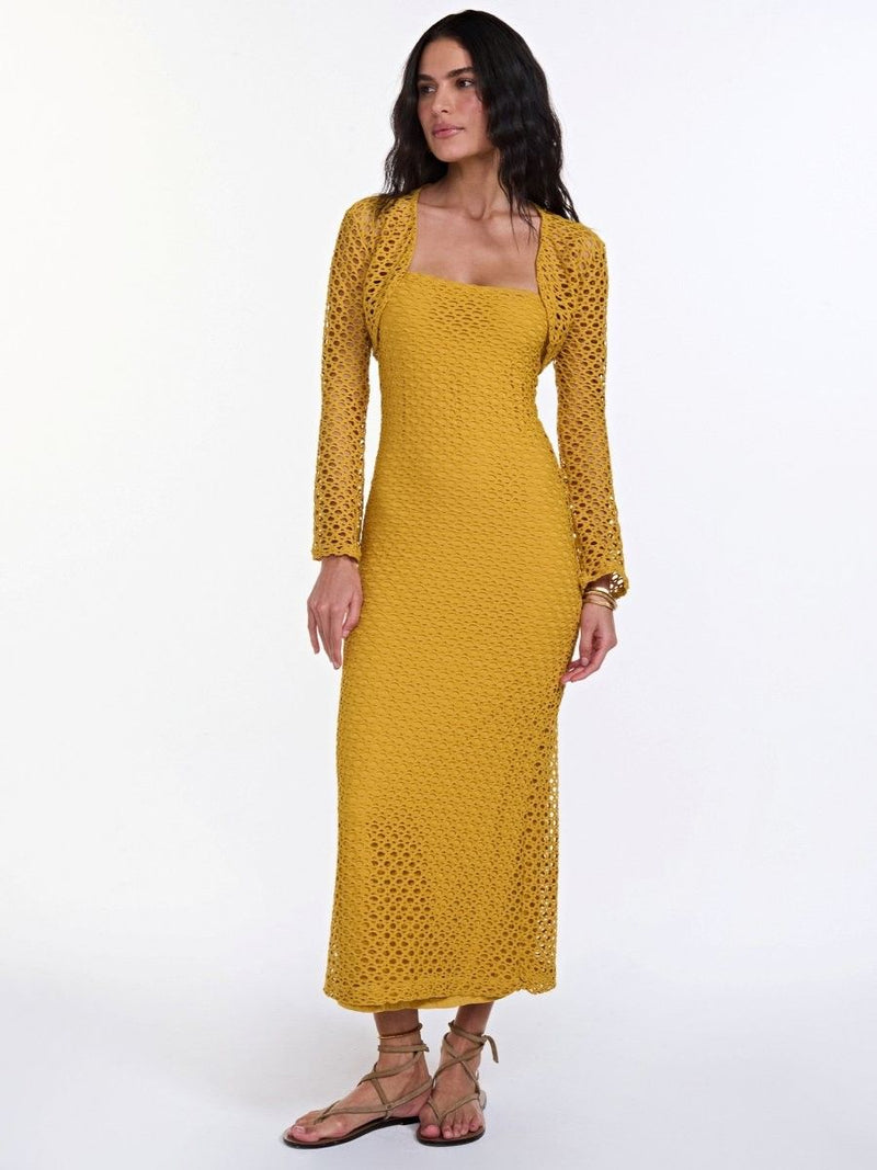 vestido midi sereia amarelo VE05 triya