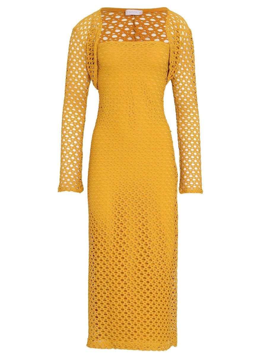 vestido midi sereia amarelo VE05 triya