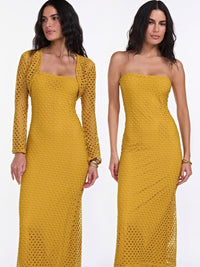 vestido midi sereia amarelo VE05 triya
