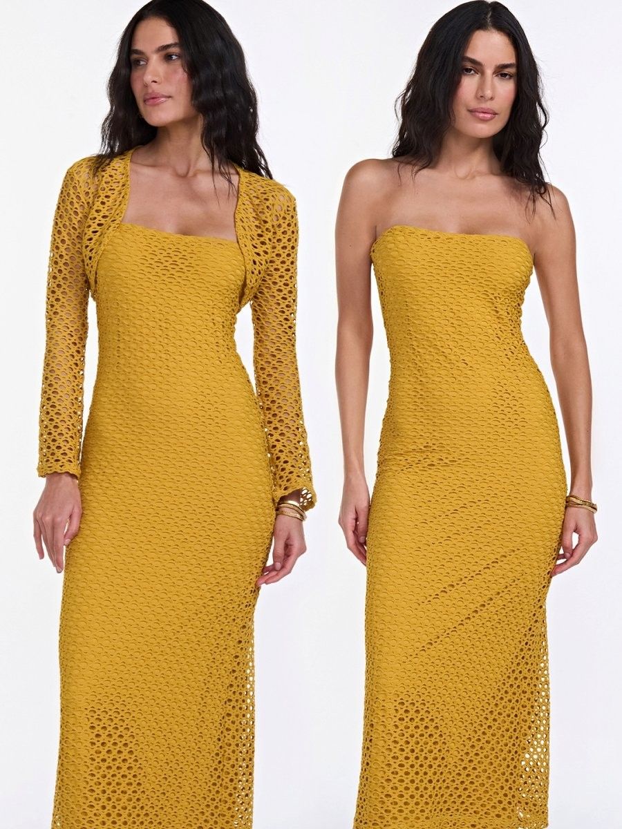 vestido midi sereia amarelo VE05 triya