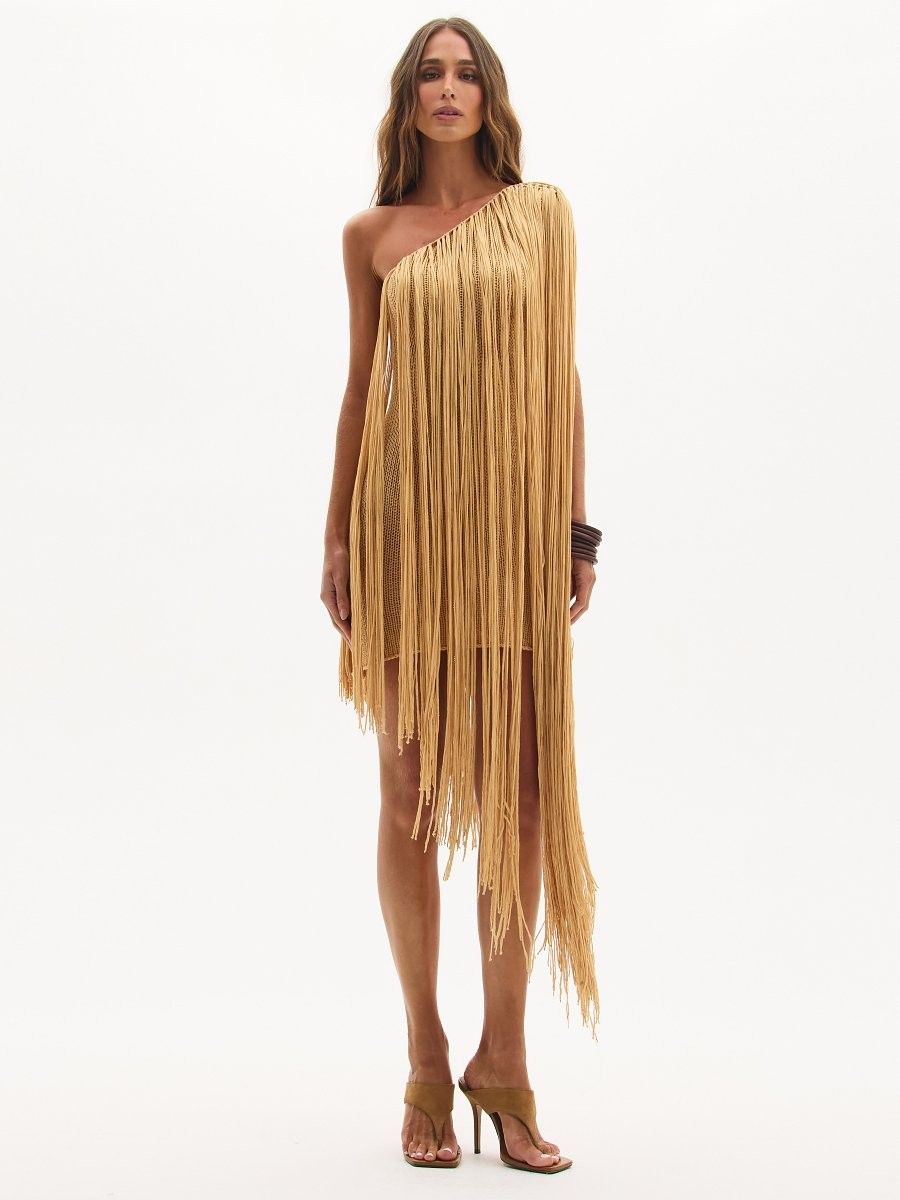 vestido curto tricot dourado luciane 0919 oásis resortwear