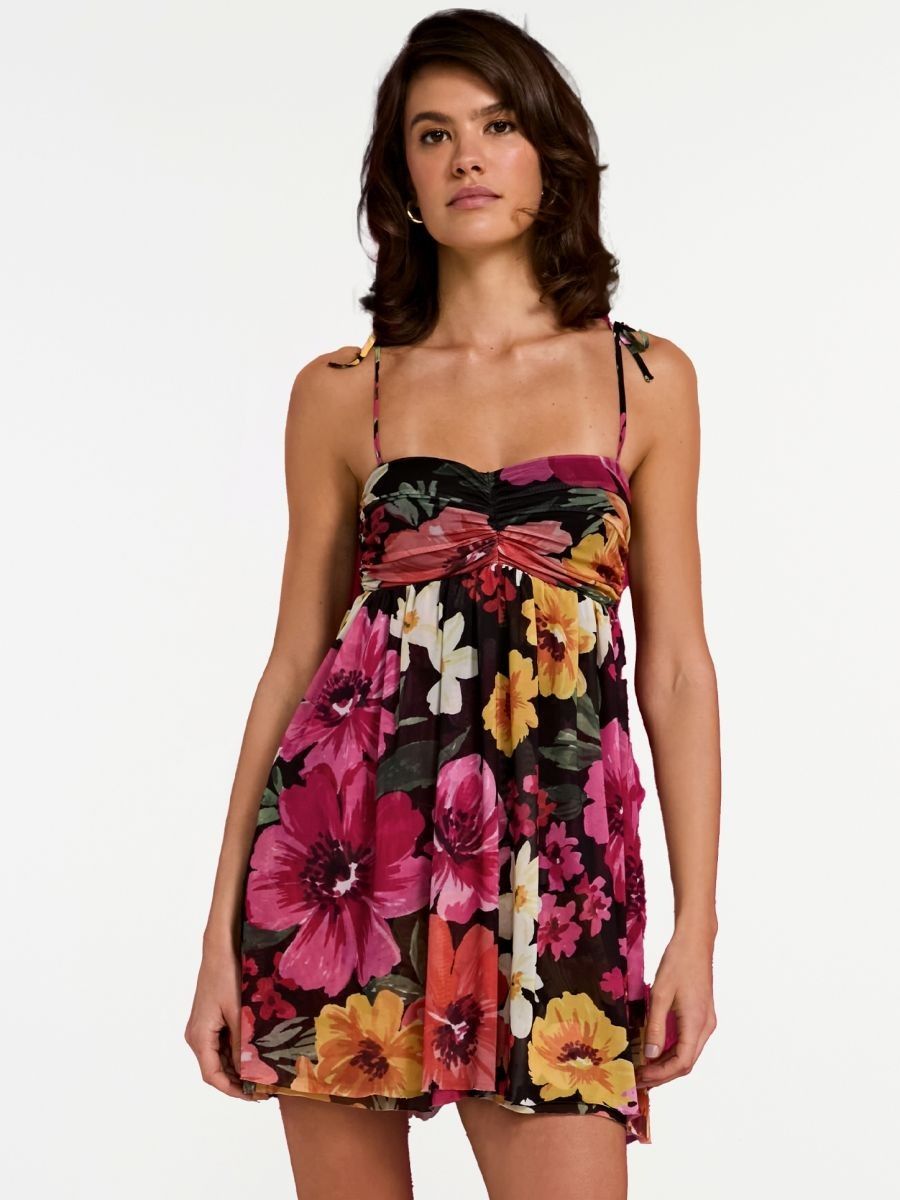 vestido curto tule jordania floral art VE08 ysla