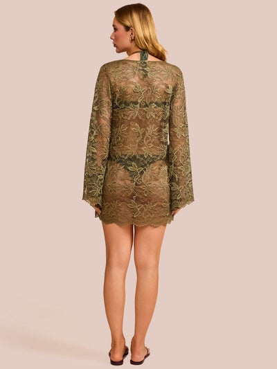 saída de praia curta renda verde musgo laguna 2045 mos beachwear
