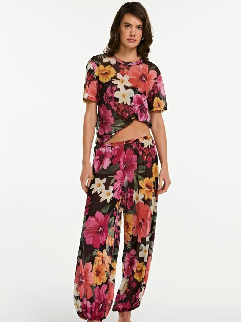 calça alladin tule gardenia floral art CL03 ysla
