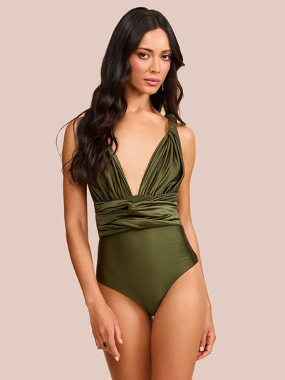 maiô frente única verde musgo anguila 1992 mos beachwear