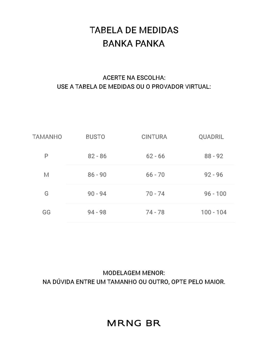 Tabela de medidas