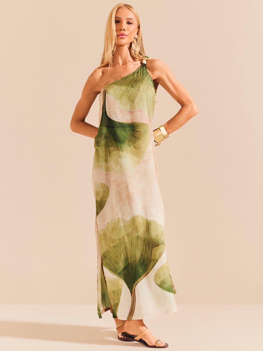vestido longo ombro só folhas 1917 de chelles