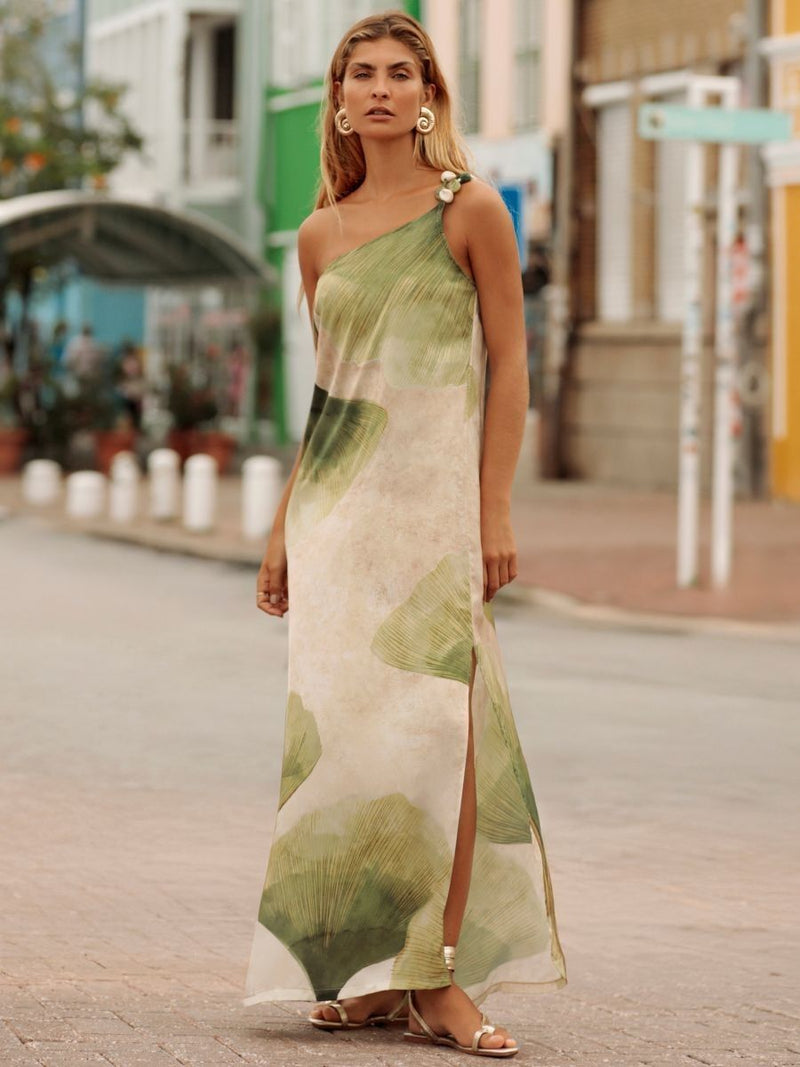 vestido longo ombro só folhas 1917 de chelles