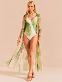 kaftan longo tule folhas 1916 de chelles