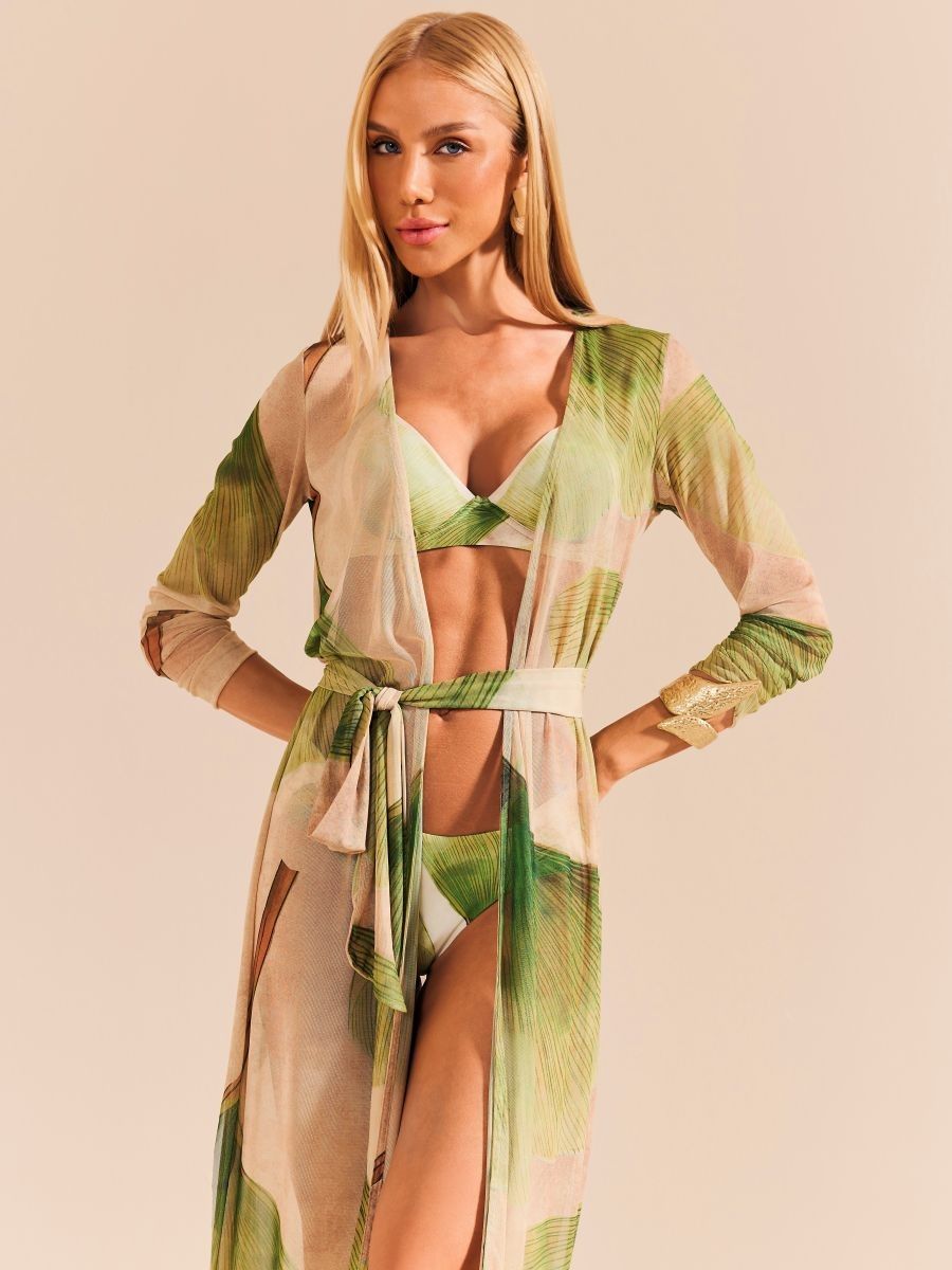 kaftan longo tule folhas 1916 de chelles