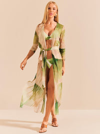 kaftan longo tule folhas 1916 de chelles