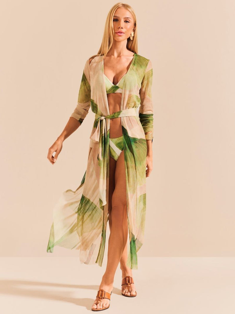 kaftan longo tule folhas 1916 de chelles