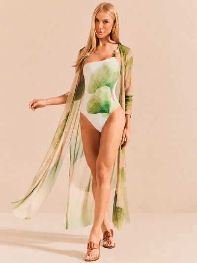 kaftan longo tule folhas 1916 de chelles