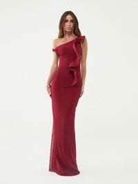 vestido longo tule vermelho zoé 0956 oásis resortwear