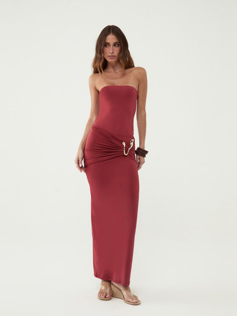 conjunto maiô e saia vermelho alisha 0418 oásis resortwear