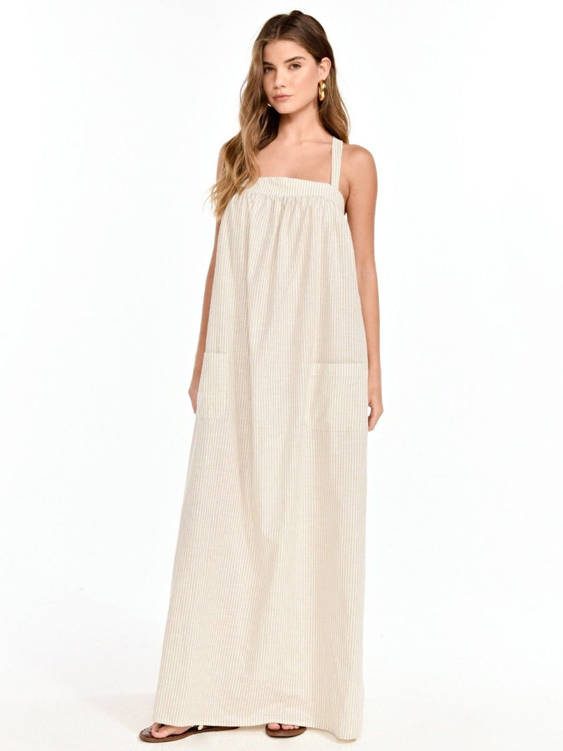 vestido listrado morgan kakhi VE03 triya