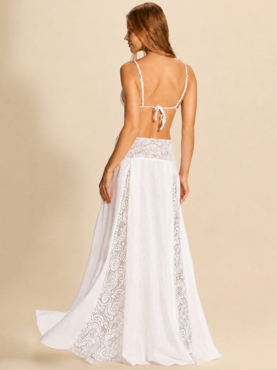 saia longa linho e renda off white évora 00719 la sirène