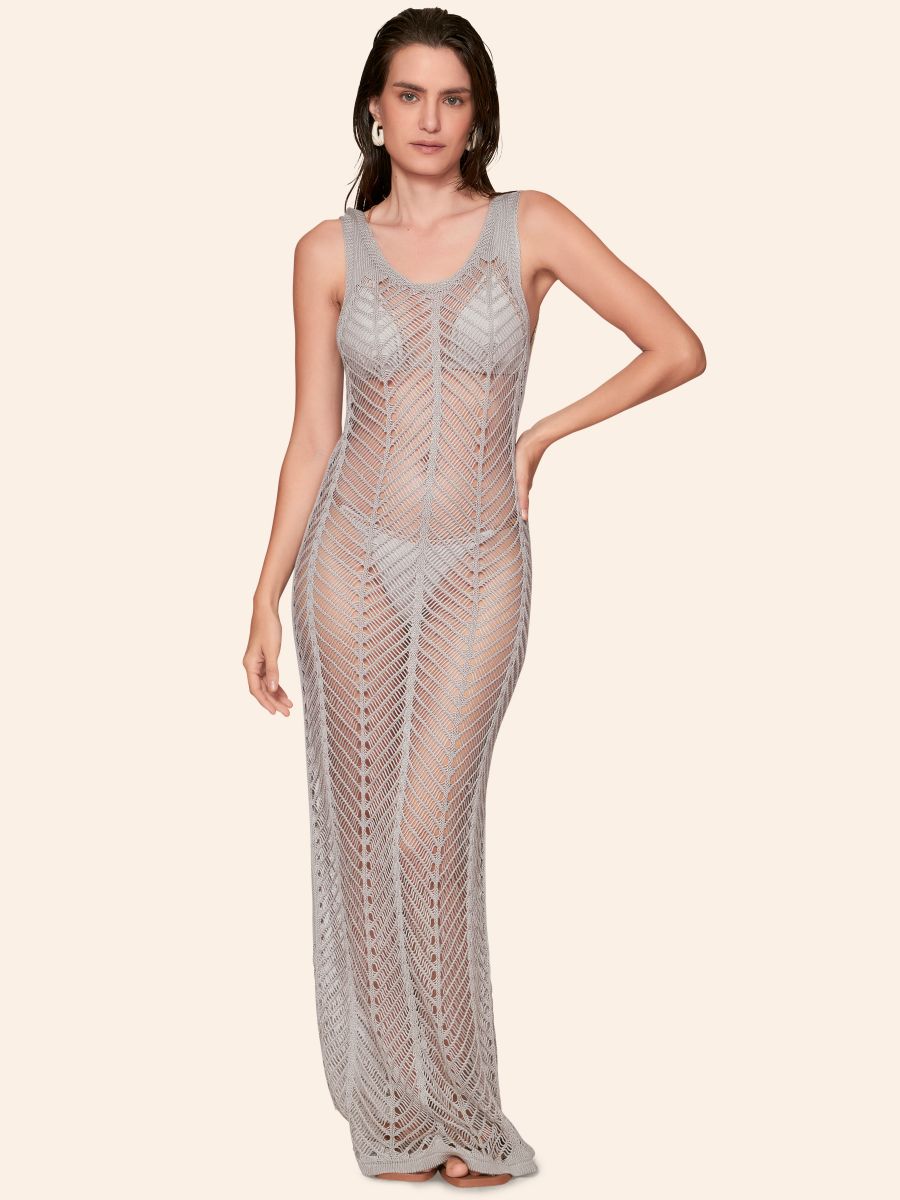 saída de praia tricot sunkiss prata 8495414 lua luá